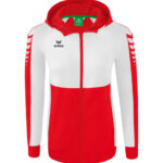 ERIMA Damen Six Wings Trainingsjacke mit Kapuze rot weiß