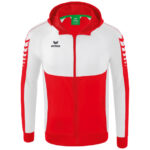 ERIMA Kinder Six Wings Trainingsjacke mit Kapuze rot weiß