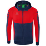 ERIMA Kinder Six Wings Trainingsjacke mit Kapuze blau rot